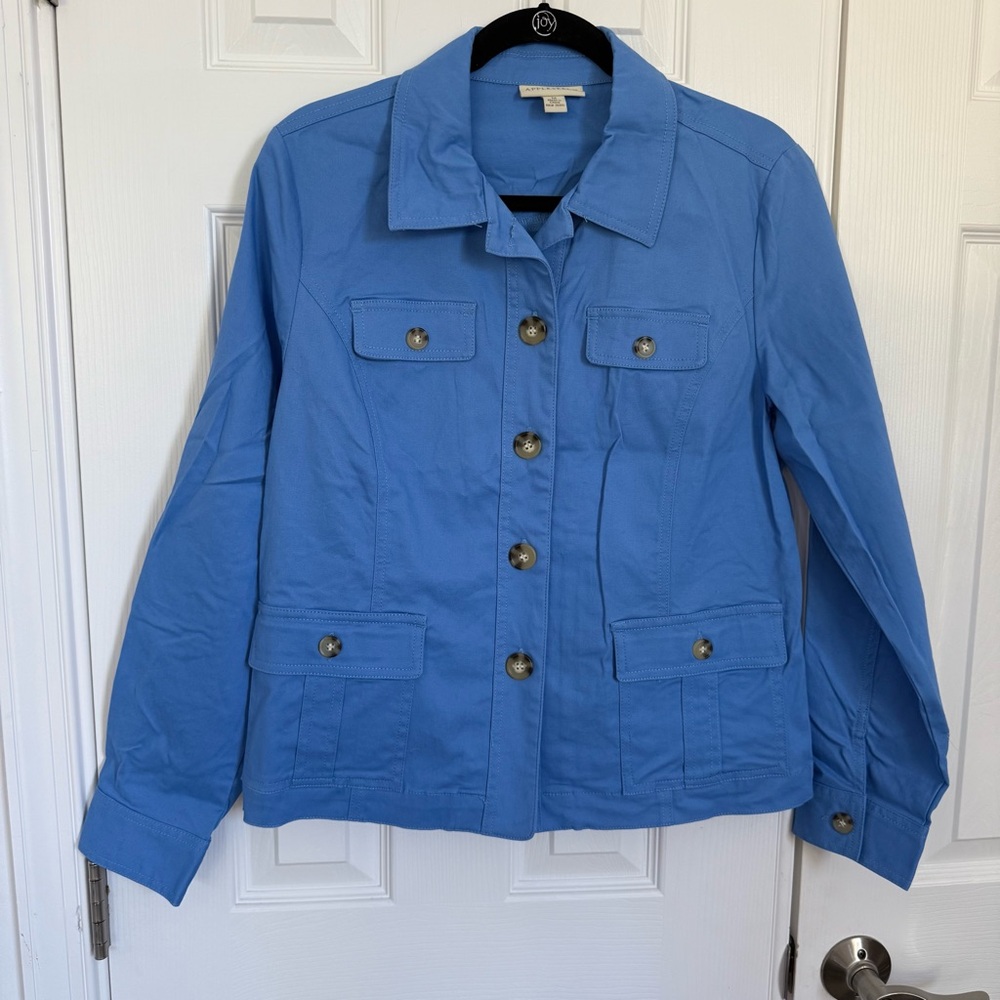 Appleseed's Classic Blue Cotton‎ Button Stretch Utility Jacket Women's Med NWOT